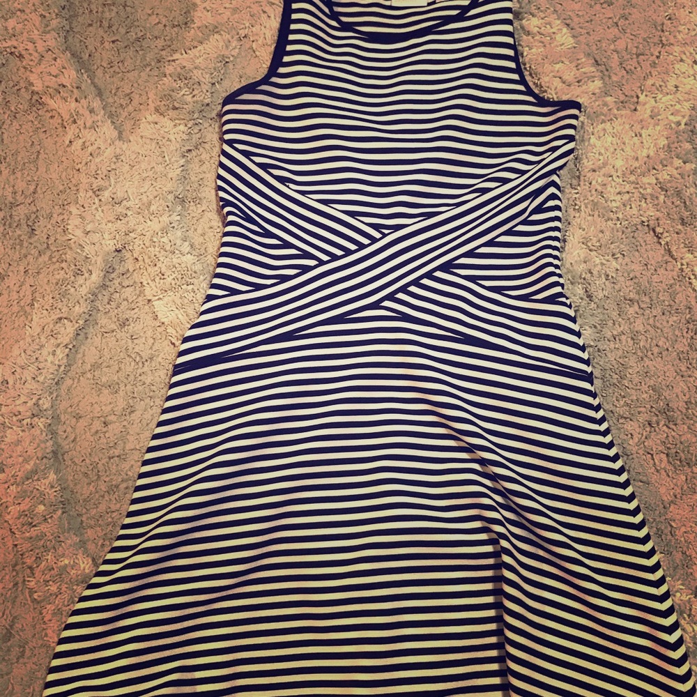 Black and white striped dress